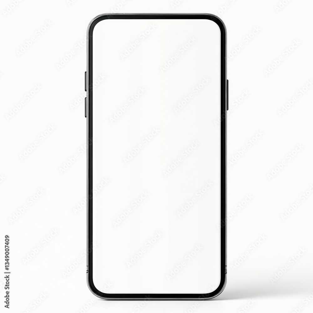 Fototapete white smartphone mockup template isolated. modern digital device design with blank screen. advertisi
