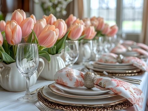 Osterbrunch: Stilvolle Tischdekoration mit Blumen und Porzellan