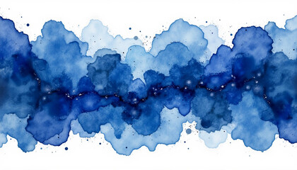 Abstract watercolor washes in deep sapphire and indigo tones