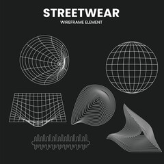 Streetwear Element Wirefraame For Design T-shirt And Web Design