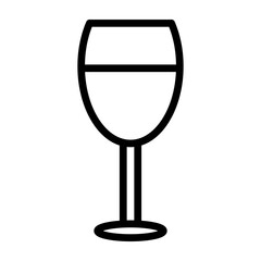Wine Glass Vector Line Icon Design