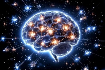 Obraz premium Vibrant Illustration of a Brain Emphasizing Neural Connections