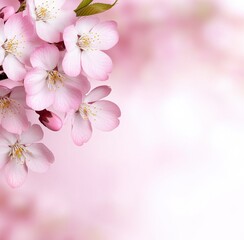 Delicate Pink Cherry Blossoms Against Soft Pink Background