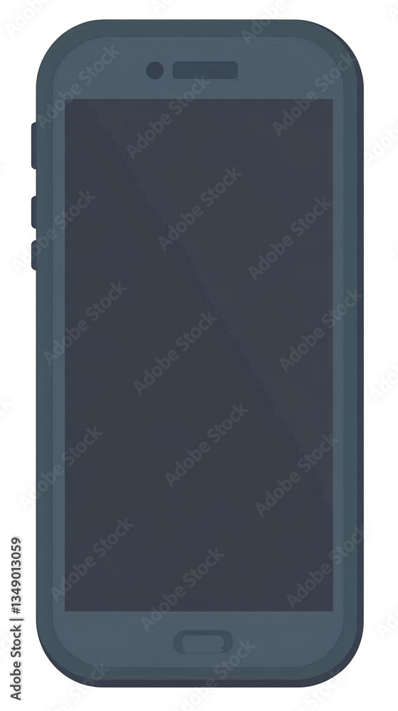 Aufkleber smartphone illustration featuring dark screen and black frame technology device with transparent bac