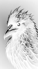 Stunning Digital Hawk Illustration – High-Contrast Black & White Bird Art