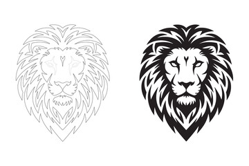 Lion's Head Logo in a Tribal Style. Fully editable Flat and Outline.
