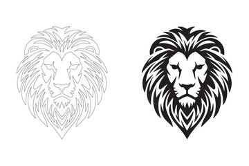 Lion's Head Logo in a Tribal Style. Fully editable Flat and Outline.