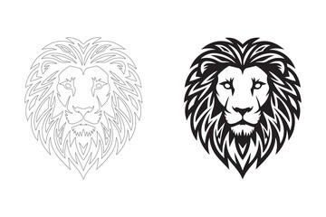 Lion's Head Logo in a Tribal Style. Fully editable Flat and Outline.
