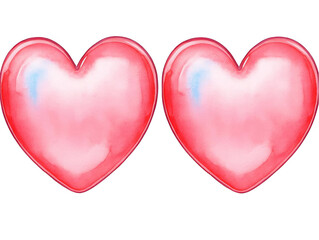 Two Red Hearts Watercolor Illustration On Transparent Background A Romantic Symbol of Love and Passion Abstract Design For Valentines Day Isolated Icon