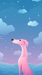 Chubby greyhound animal art graphics.