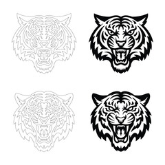 Tiger head logo design. Fully editable Flat and Outline. 