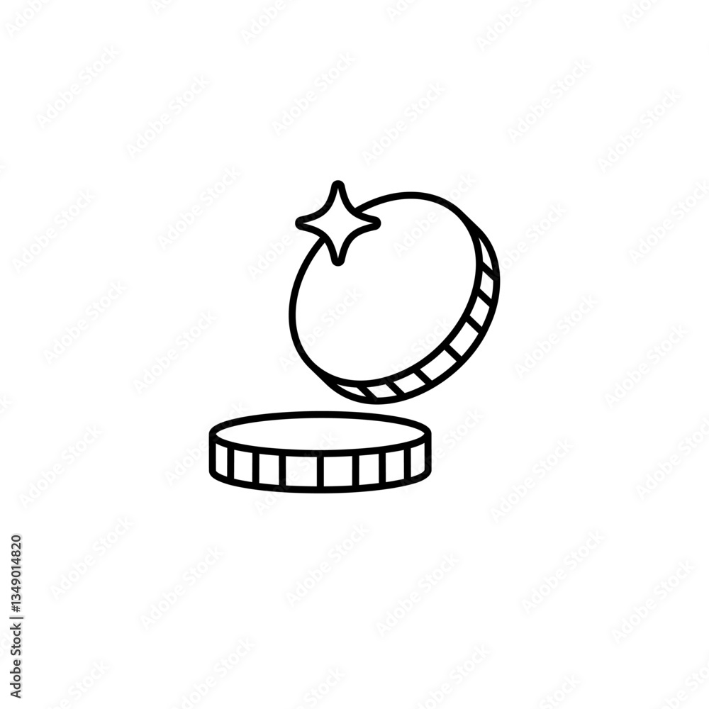 Poster this image shows a simple line drawing of a coin. the coin has a star on it with a base below.