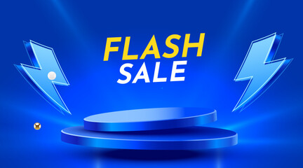 Flash Sale. Colorful discount sale podium. Special offer composition.