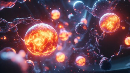 A futuristic visualization of quantum entanglement with glowing energy particles