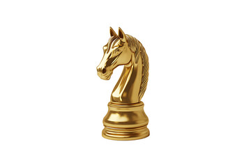 Golden Horse Chess Piece with Transparent Background
