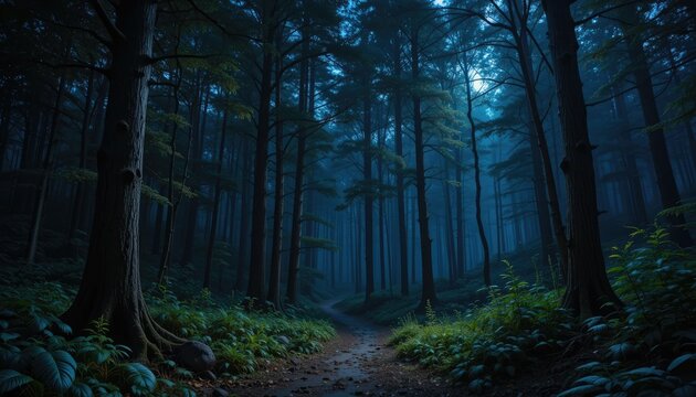 キャンバスドローイング『The forest at night』 Dazzling Star Trails Over Dark Forest · Free Stock Photo