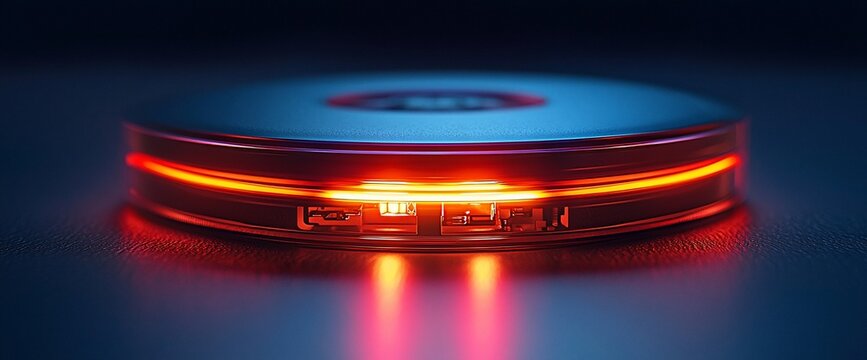Futuristic disc glowing red