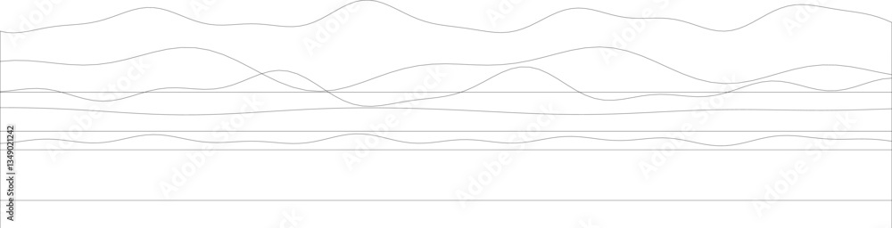 Poster abstract line art with flowing wave patterns on white background.