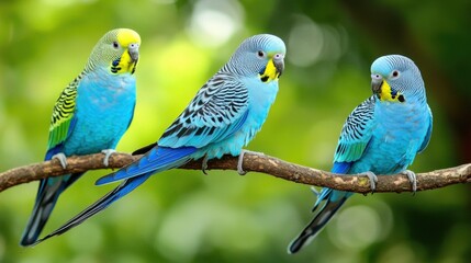 Australian budgerigar on tree branch,blue Australian parrot, cute birds, bird photography, outdoor, beautiful parrot, blue feather, blue parrot with blur background.