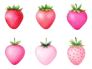 Watercolor Illustration Of Red And Pink Strawberries On Transparent Background Showcasing Sweet Berries And Vibrant Colors Suitable For Adobe Stock Photos