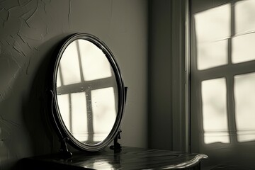 reflection in a mirror, light reflecting off a mirror  