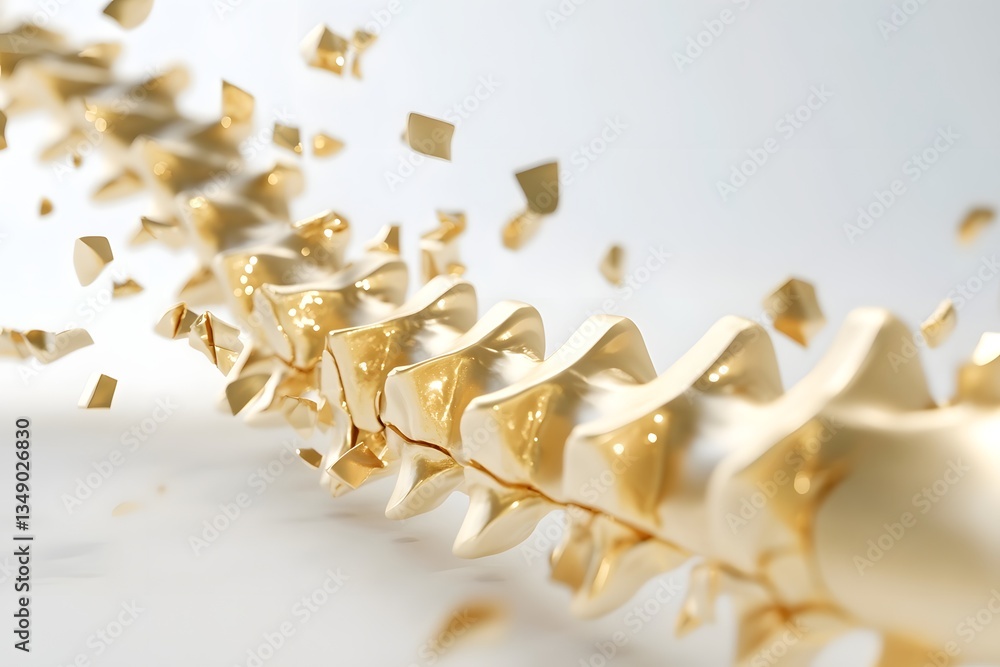 Poster abstract golden fractal pattern with fragmented elements