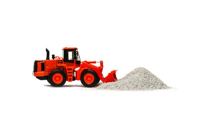 red bulldozer on white background