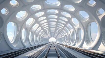 Obraz premium A modern railway construction project with high-speed train tracks