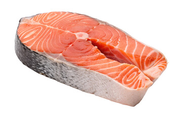 Salmon steak fresh fish slice isolated on transparent background