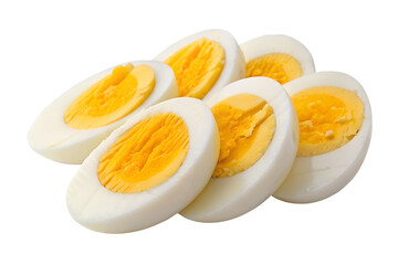 Sliced boiled eggs isolated on transparent background