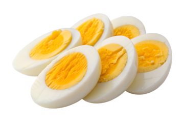 Sliced boiled eggs isolated on transparent background
