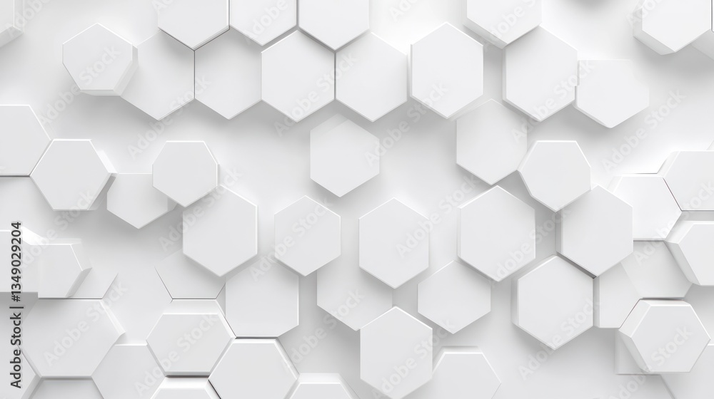 Poster abstract white hexagon pattern background. modern geometric design with 3d hexagonal shapes. clean m