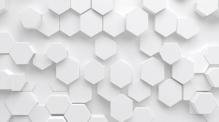 Fototapeta premium Abstract White Hexagon Pattern Background. Modern Geometric Design with 3D Hexagonal Shapes. Clean Minimalist Style, Perfect for Wallpaper, Presentation, or Website.