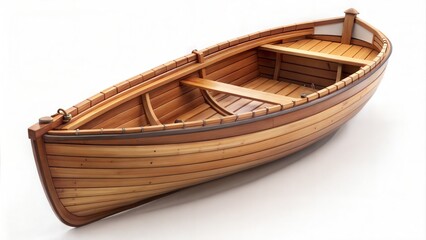 Obraz premium Wooden Rowboat on White Background.