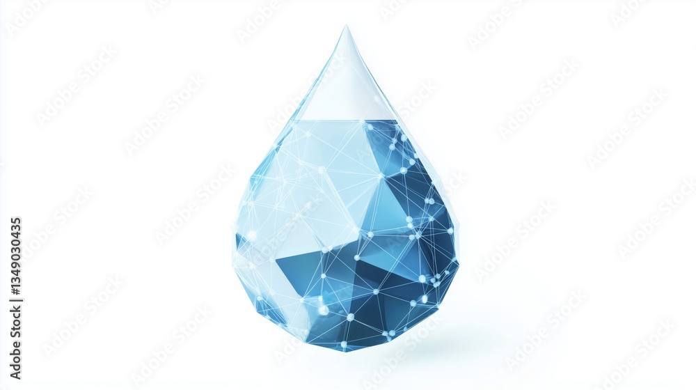 Aufkleber 3d digital representation of a water droplet showcasing a network of connections and data elements