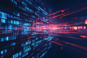 Fototapeta premium Binary Code Data Stream Visualization