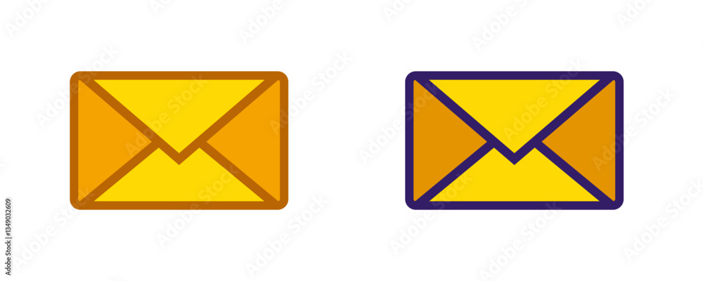 Poster two bright envelopes with distinct borders, showcasing variations in design for communication use.