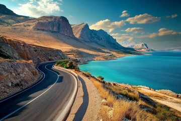 Fototapeta premium Scenic viewpoint offers breathtaking island vistas.