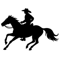 Silhouette of a horse and rider galloping
