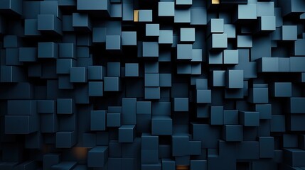 A three dimensional wall made of many blue colored cubes