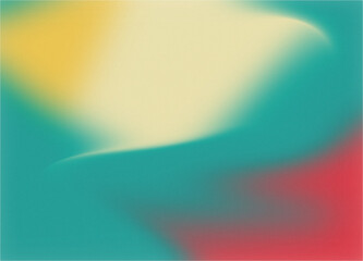 Teal, Yellow, and Red Mesh Gradient with Grain Background