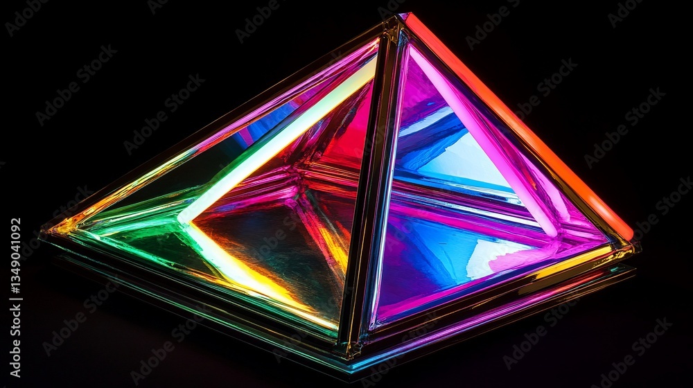 Poster iridescent pyramid: a mesmerizing display of light and geometric form