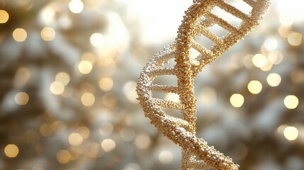Golden DNA Helix with Festive Background