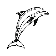 Dolphin vector illustration, pencil sketch style, detailed vector, monochrome design, isolated on a white background