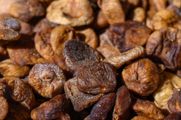 Dried figs showcasing natural sweetness and rich textures at a local market during early afternoon