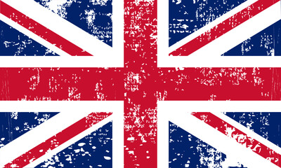 Fototapeta premium Grunge flag Great Britain. Painted brush stroke. Watercolor drawing, vintage flag Great Britain. National flag Great Britain with coat arms. Independence Day. Banner, poster template. UK.