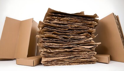 Stacked Layers of Crumpled Cardboard Ready for Recycling,cardboard box, cardboard, crumpled, layer, material, recycling, paper, reuse, waste, biodegradable, texture, brown, 9