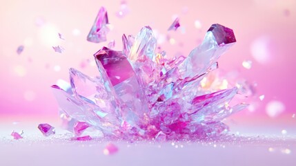 Fototapeta premium Pink crystal cluster explosion
