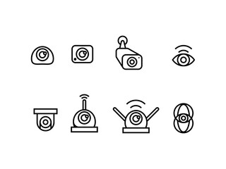 minimalist camera line, surveillance cctv  vision icon 