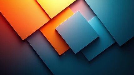 Radiant tangerine and midnight blue rectangles, elegantly positioned over a pastel soft lilac and aqua blue gradient backdrop.